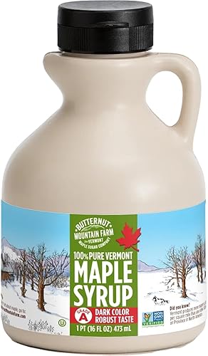 Butternut Mountain Farm Pure Maple Syrup From Vermont, Grade A (Prev. Grade B), Dark Color, Robust Taste, All Natural, Easy Pour Jug, 16 Fl Oz, 1 Pint