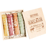 Foustman's Salami Wooden Gift Box, Artisan, Nitrate-Free, Naturally Cured, Flavors - San Francisco Style Pork, Cabernet Wine, Beef, and Pepperoni