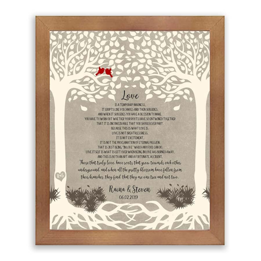 Lucky Tusk Two Trees, Intertwined, Temporary Madness, Roots Under Ground, Gift for Newlyweds, Custom Anniversary #1766,