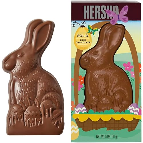 BUNNY Milk Chocolate, HersheyGiant Bunny Solid Milk Chocolate Candy Gift Box for Easter Gifts, Easter Egg Hunt, Basket Stuffers Filler, and Party