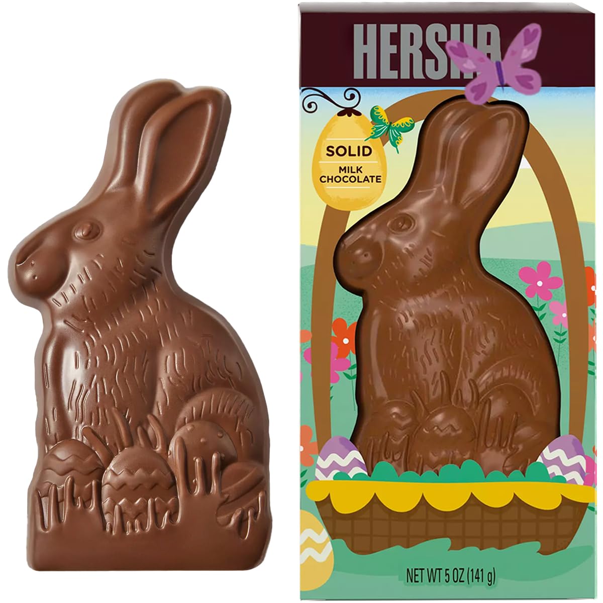 BUNNY Milk Chocolate, HersheyGiant Bunny Solid Milk Chocolate Candy Gift Box for Easter Gifts, Easter Egg Hunt, Basket Stuffers Filler, and Party