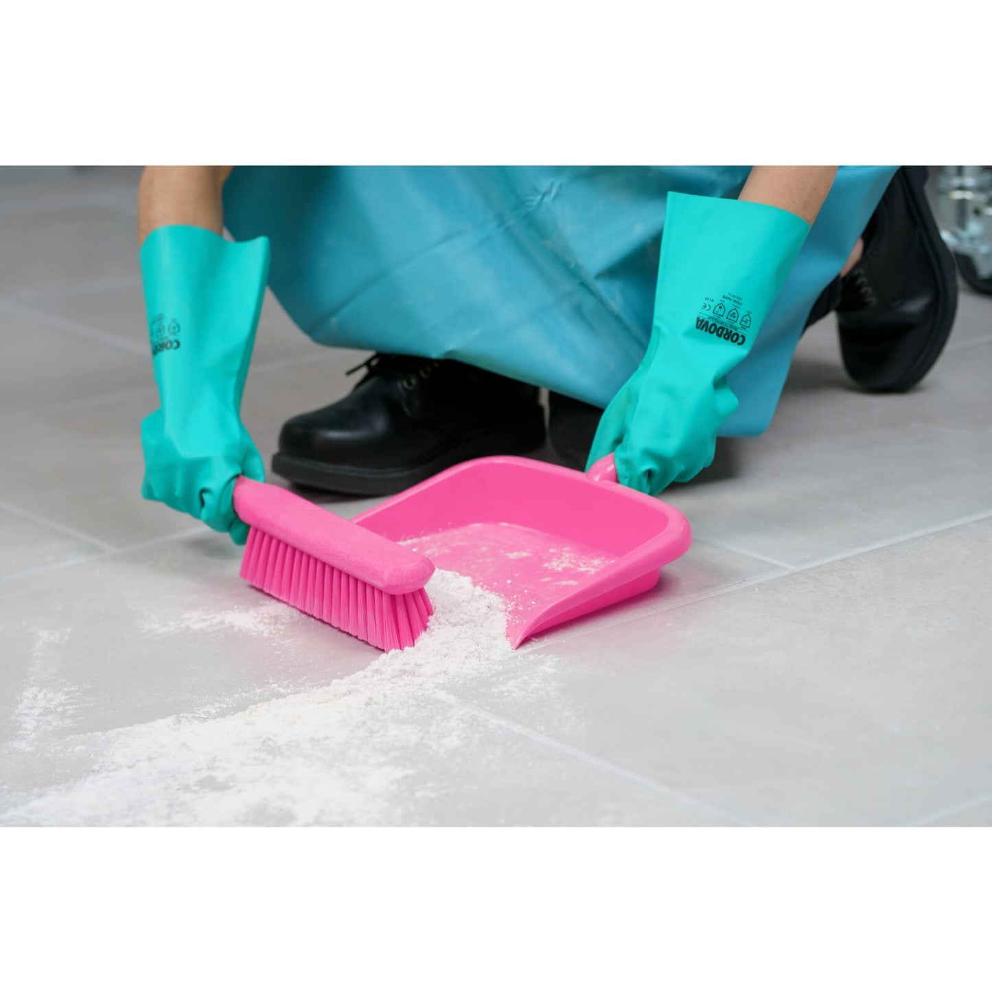SPARTA Handheld Dustpan with Handle, Cleaning Essentials for Home and Commercial Use, 10", Bright Pink
