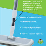 Eco-Gals Screen-Be-Clean All Purpose Screen Cleaner Brush, Duster, Window Squeegee Tool Kit for Wet and Dry Use on Glass Windows, Mesh Screens