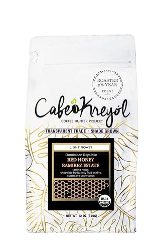 Cafe Kreyol - Organic Red Honey Ramirez Estate Microlot Coffee | 12 oz - Light Roast Whole Bean Coffee - USDA Certified Organic