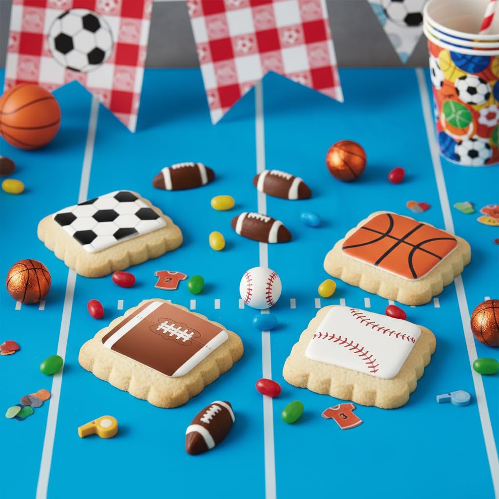 Sports themed Cookies Individually Wrapped Theme Candy Party Favors 24 Pack Bulk for Kids Game League Birthday Party Soccer Football Basketball