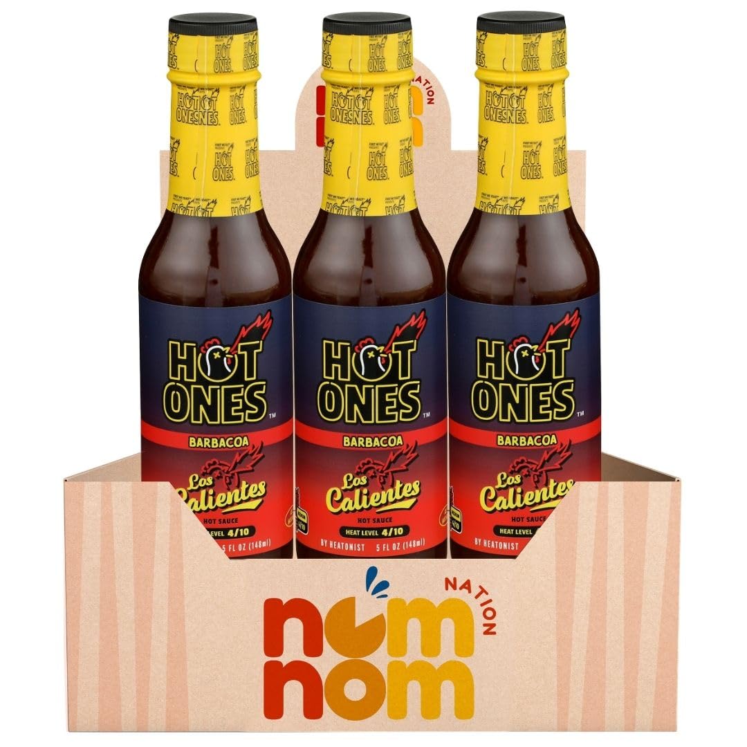 Hot Ones Sauce Calientes Barbacoa 5 oz - (Pack of 3, 5 oz.) Hot Sauce for Tacos and Grilling - Salsa Verde Style Chipotle - Scorpion Inspired Heat