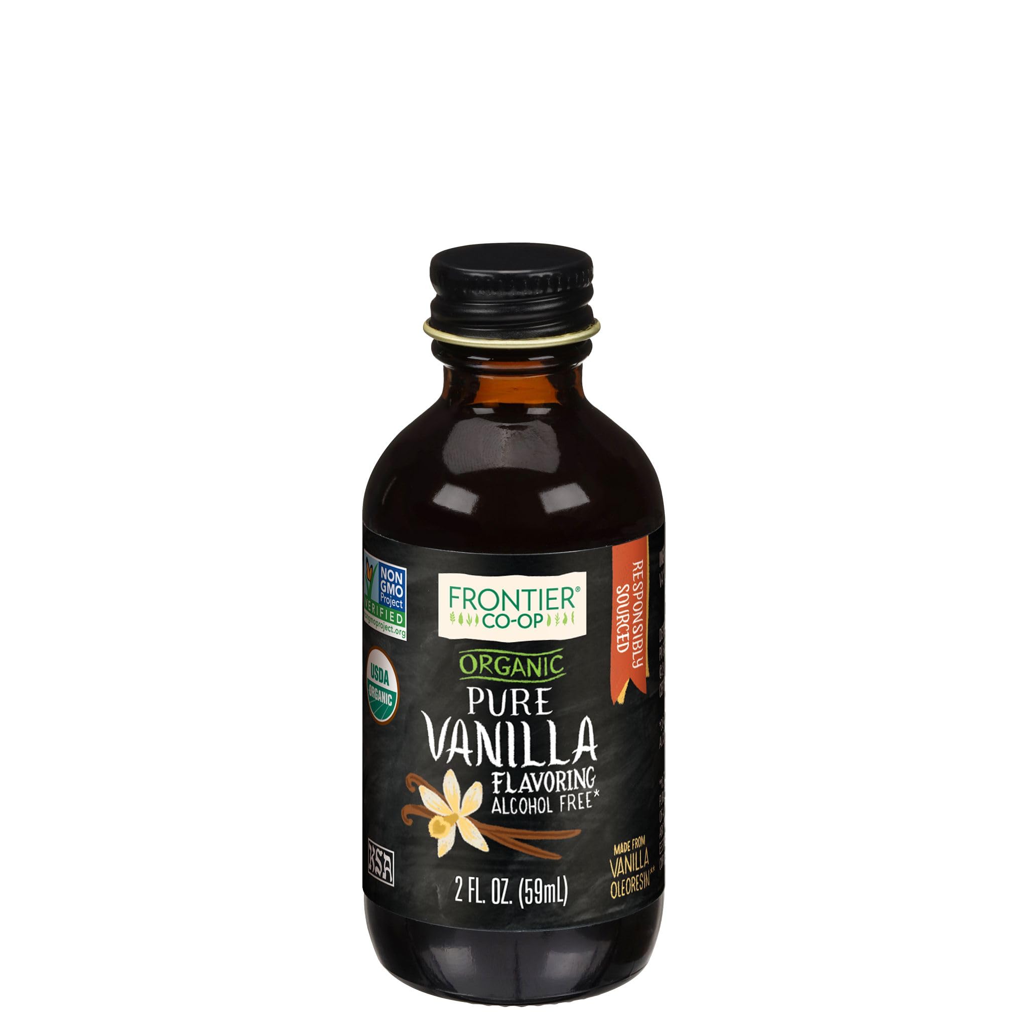 Frontier Co-op Organic Pure Vanilla Flavoring, 2 fl oz - For Baking, Homemade Coffe Syrups, and Beverages