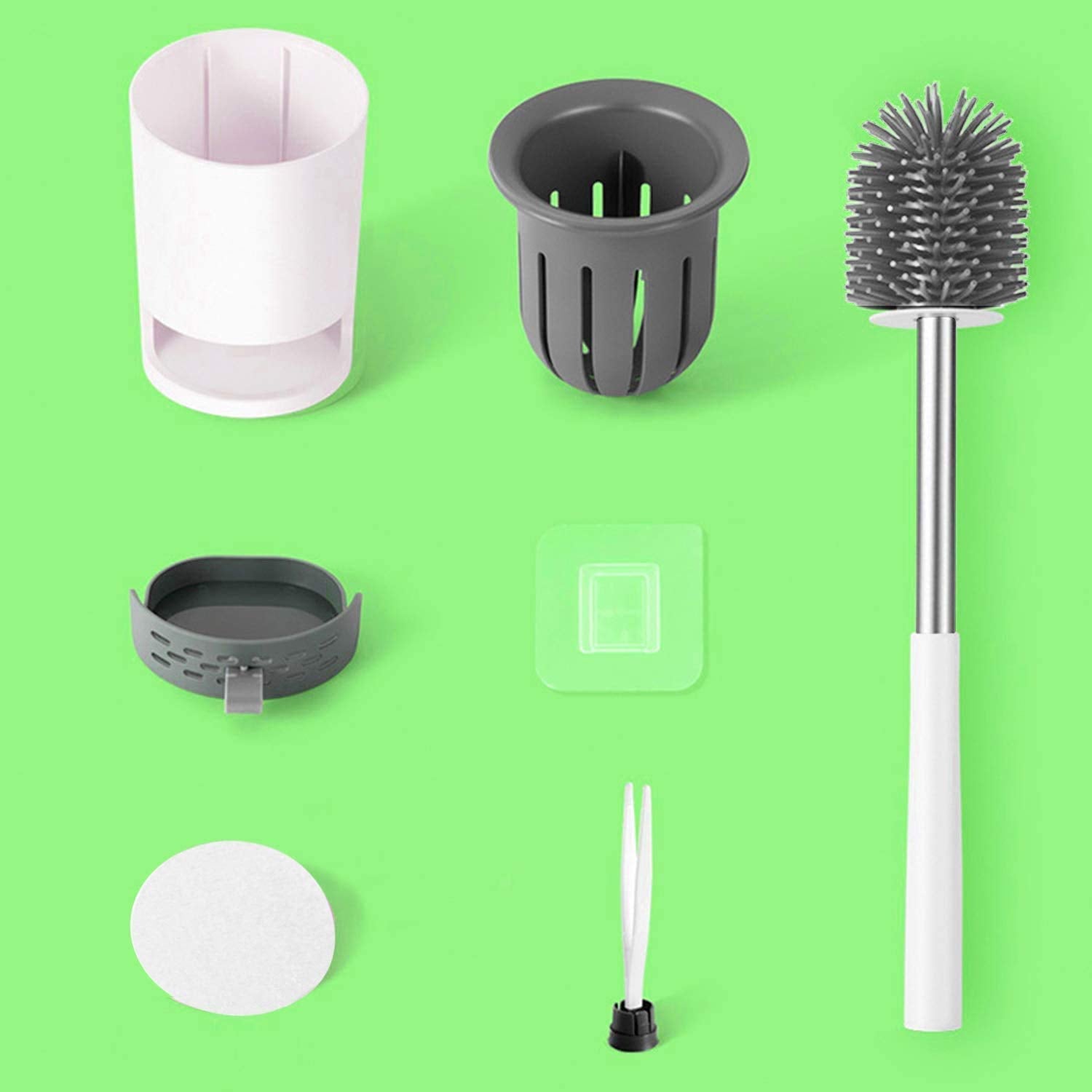 BICMTE Toilet Brush and Holder, 304 Stainless Steel Toilet Bowl Brush Rust-Resistant with Small Baffle More Ventilation,2 Pack Toilet Brush Clean Set