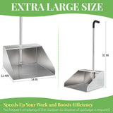 32In Extra Large Dust Pan with Long Handle,Heavy Duty Metal Dust Pan for Jumbo Debris Pan-Commercial Stand up Dustpan,Wide Mouth Outdoor Dustpan