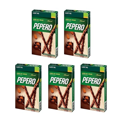 LOTTE Pepero Chocolate Sticks 6 Variety Flavors (Almond & Chocolate, Pack of 5)
