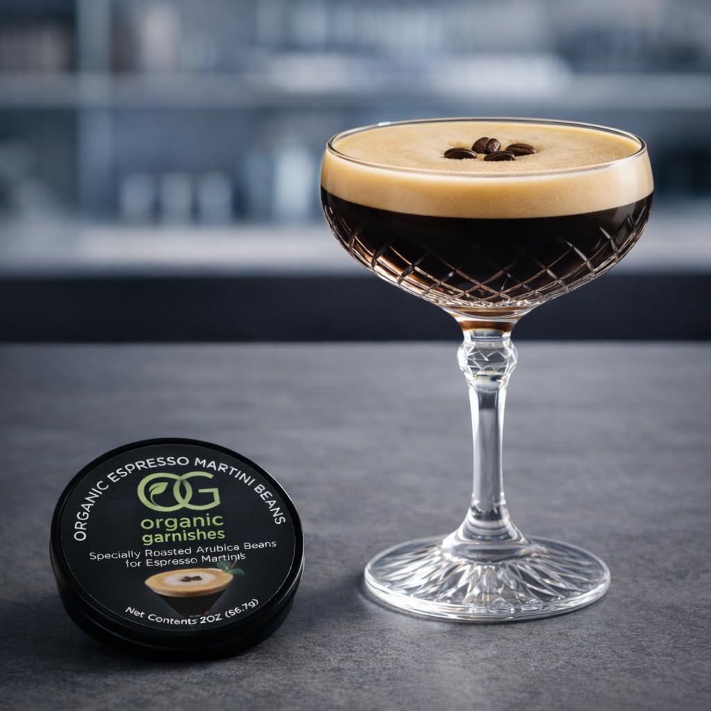 ORGANIC ESPRESSO MARTINI BEANS - MARTINI GARNISH FOR COCKTAILS - EDIBLE DARK ROAST ESPRESSO BEANS - OG ORGANIC GARNISHES - CRAFT COCKTAIL - HOME