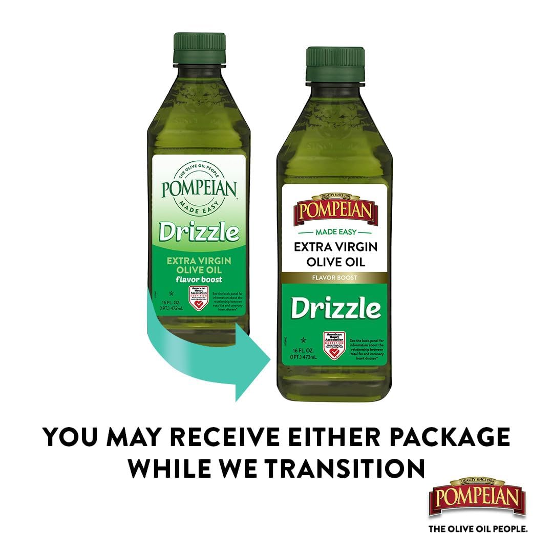 Pompeian Made Easy Drizzle Extra Virgin Olive Oil, Contains Polyphenols, First Cold Pressed, 16 Fl Oz