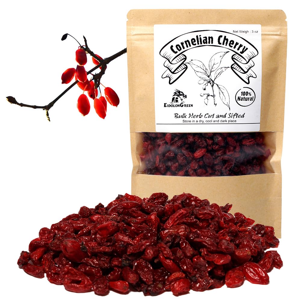 EidolonGreen [China Medicinal Herb] Cornelian Cherry (???, Shan Zhu Yu) Dried Bulk Herbs - 3 oz (88g)