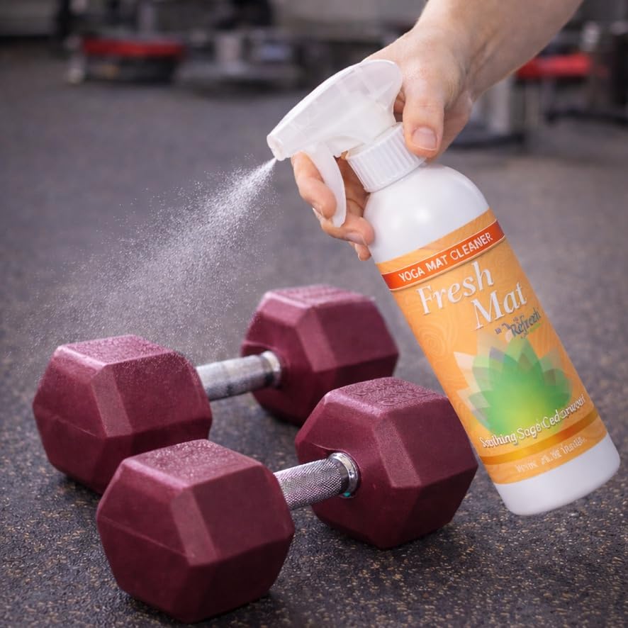Fresh Mat Yoga Mat Cleaner Spray - Natural Deodorizing Cleaner for Yoga Mats & Fitness Equipment - No-Rinse, Residue-Free Formula with Witch Hazel