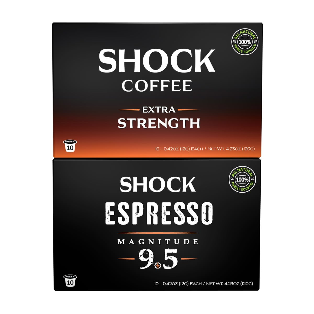 Shock Coffee Variety Pack | Try Extra Strength & Espresso 9.5 | High Caffeine Single Serve Coffee Pods | Medium Dark Roast | 20 Count