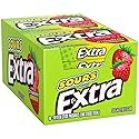 EXTRA SOURS Strawberry Sugar Free Fruit Gum, Sour Candy, 15-Stick Chewing Gum Pack, Purse Essentials, 10 Count