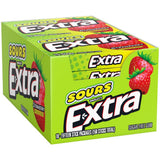 EXTRA SOURS Strawberry Sugar Free Fruit Gum, Sour Candy, 15-Stick Chewing Gum Pack, Purse Essentials, 10 Count
