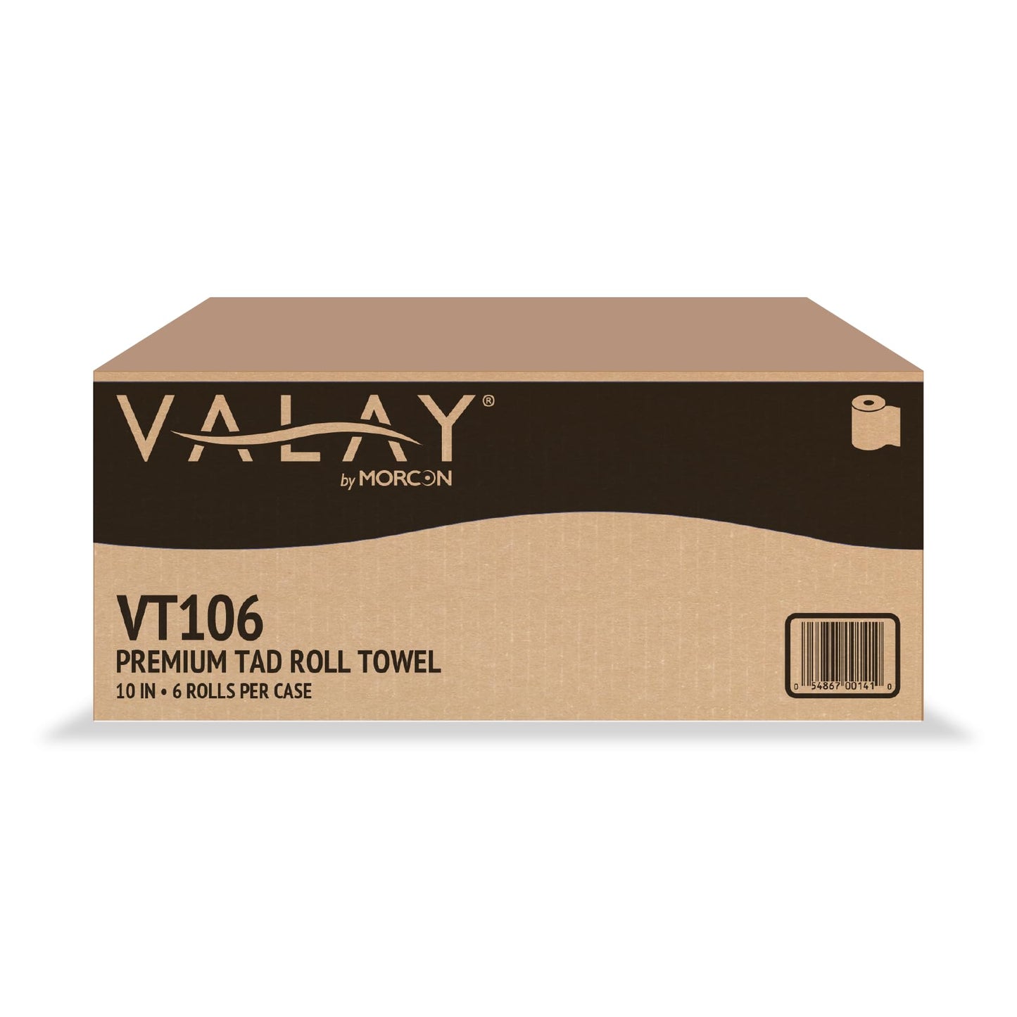 Morcon VT106 Valay Premium TAD 10 Inch Hardwound Roll Towels, 1-Ply, 550 ft., White, 6 Count