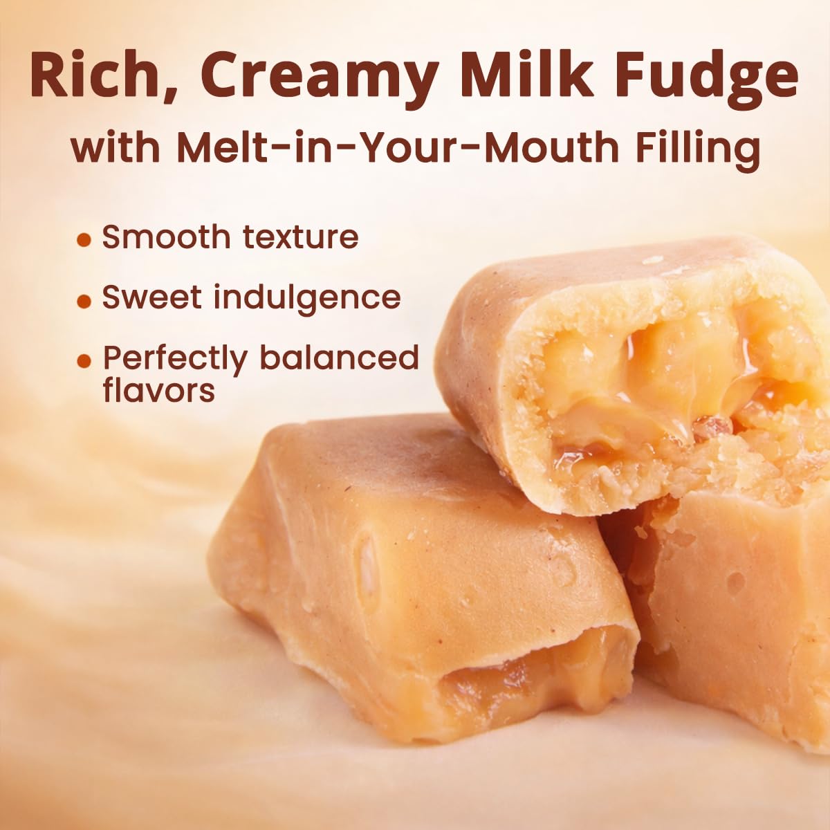 Milk Fudge Candy with Assorted Flavor, Smooth Bite & Creamy Variety - Multi Flavor Salted Caramel fudge with Apple Pie for Gifting & Sharing