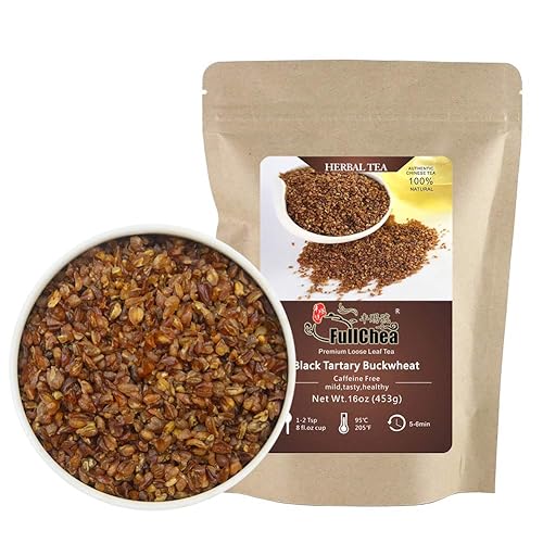 FullChea - Himalayan Tartary Buckwheat Tea - Roasted Black Buckwheat - Loose Leaf Herbal Tea - Caffeine Free - NON-GMO - Gluten Free - 100% Natural