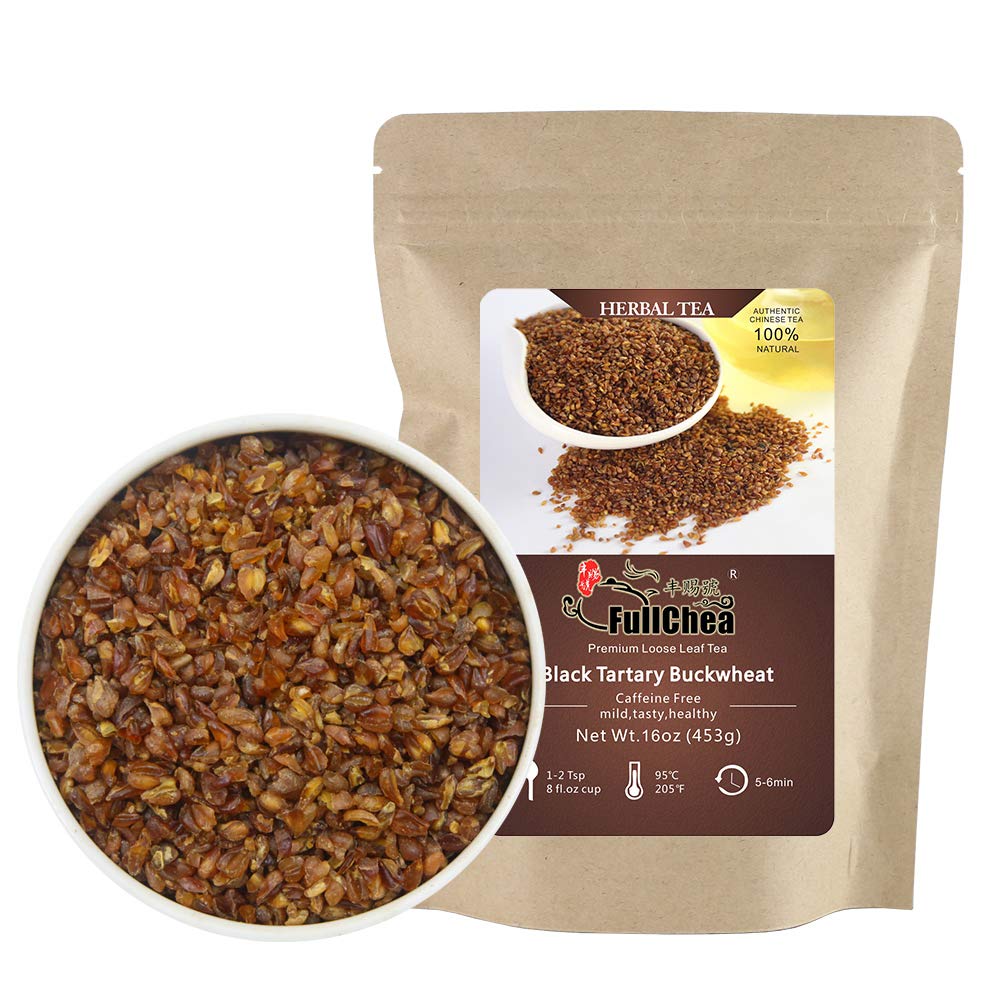 FullChea - Himalayan Tartary Buckwheat Tea - Roasted Black Buckwheat - Loose Leaf Herbal Tea - Caffeine Free - NON-GMO - Gluten Free - 100% Natural