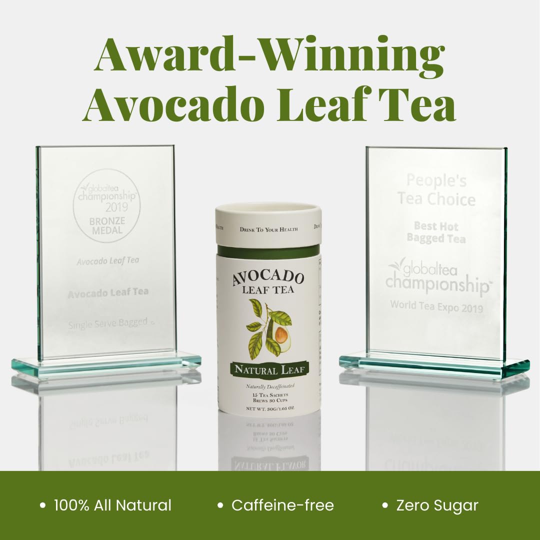 Avocado Leaf Tea - Caffeine-Free Herbal - Smooth, Antioxidant-Rich Wellness Tea - Hot or Cold Brew - All Natural, Non-GMO - 15 Biodegradable Pyramid
