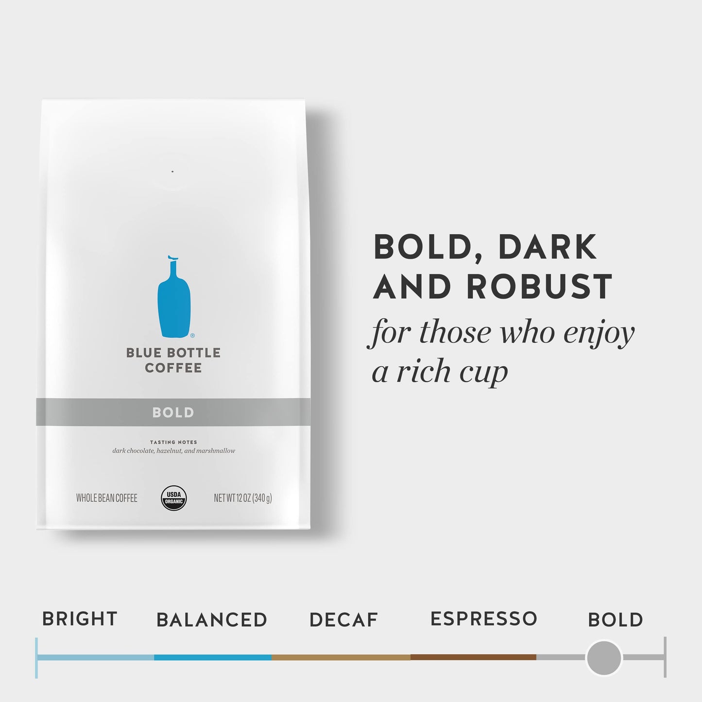 Blue Bottle Whole Bean Organic Coffee, Bold, Dark Roast, 12 Ounce bag (Pack of 6)