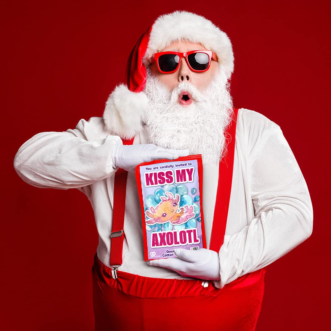 Kiss My Axolotl Gourmet Cotton Candy - Gag Christmas Gifts for Adults and Teens - Gourmet Cotton Candy for the Holidays - Stocking Stuffers and White