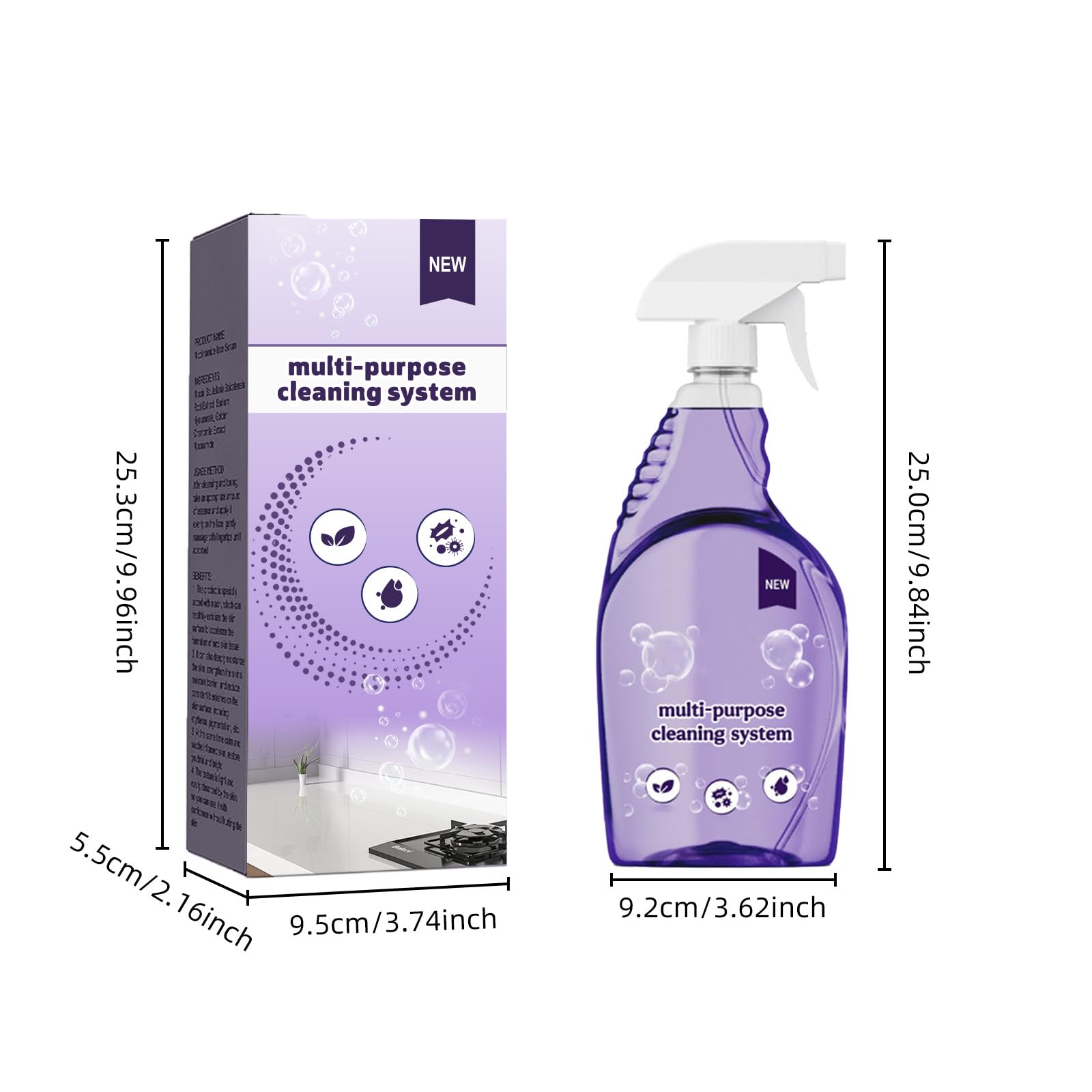 BEEKEVOR Multi-Purpose Cleaning System with Spray Bottle and Concentrated Tablets, All-Purpose Cleaner for Kitchen, Bathroom, Oven, Grill