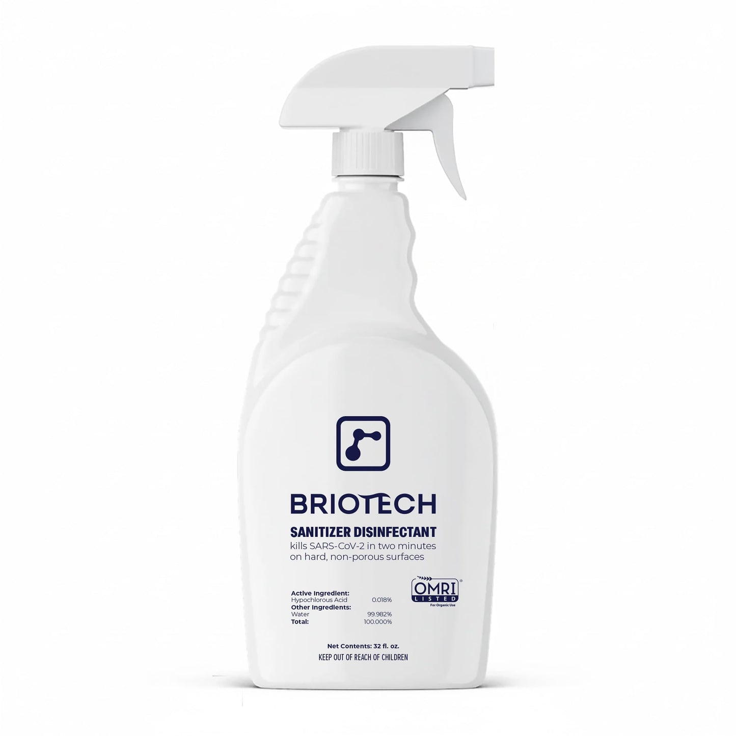 BRIOTECH Sanitizer Disinfectant Hypochlorous Spray, Kill 99.99% of Viruses & Bacteria, Control Mold, Eliminate Odor, Gentle for Nursery & Play Rooms