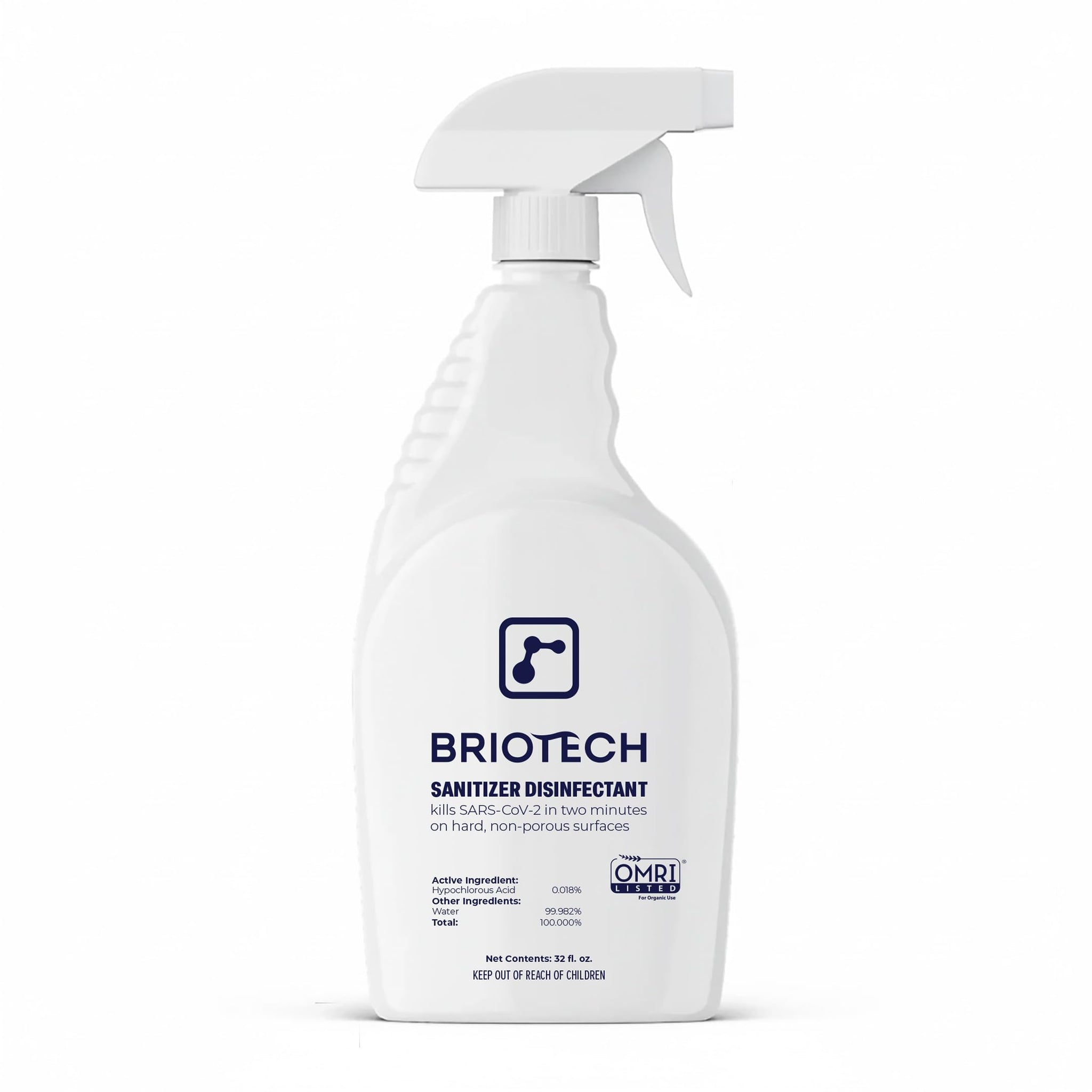 BRIOTECH Sanitizer Disinfectant Hypochlorous Spray, Kill 99.99% of Viruses & Bacteria, Control Mold, Eliminate Odor, Gentle for Nursery & Play Rooms