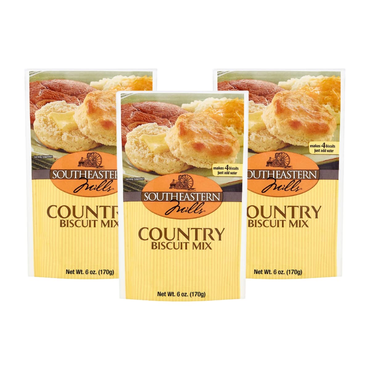Southeastern Mills Country Biscuit Mix, Quick Prep, Just Add Water, 6 Ounce Packets Each (Pack of 3)