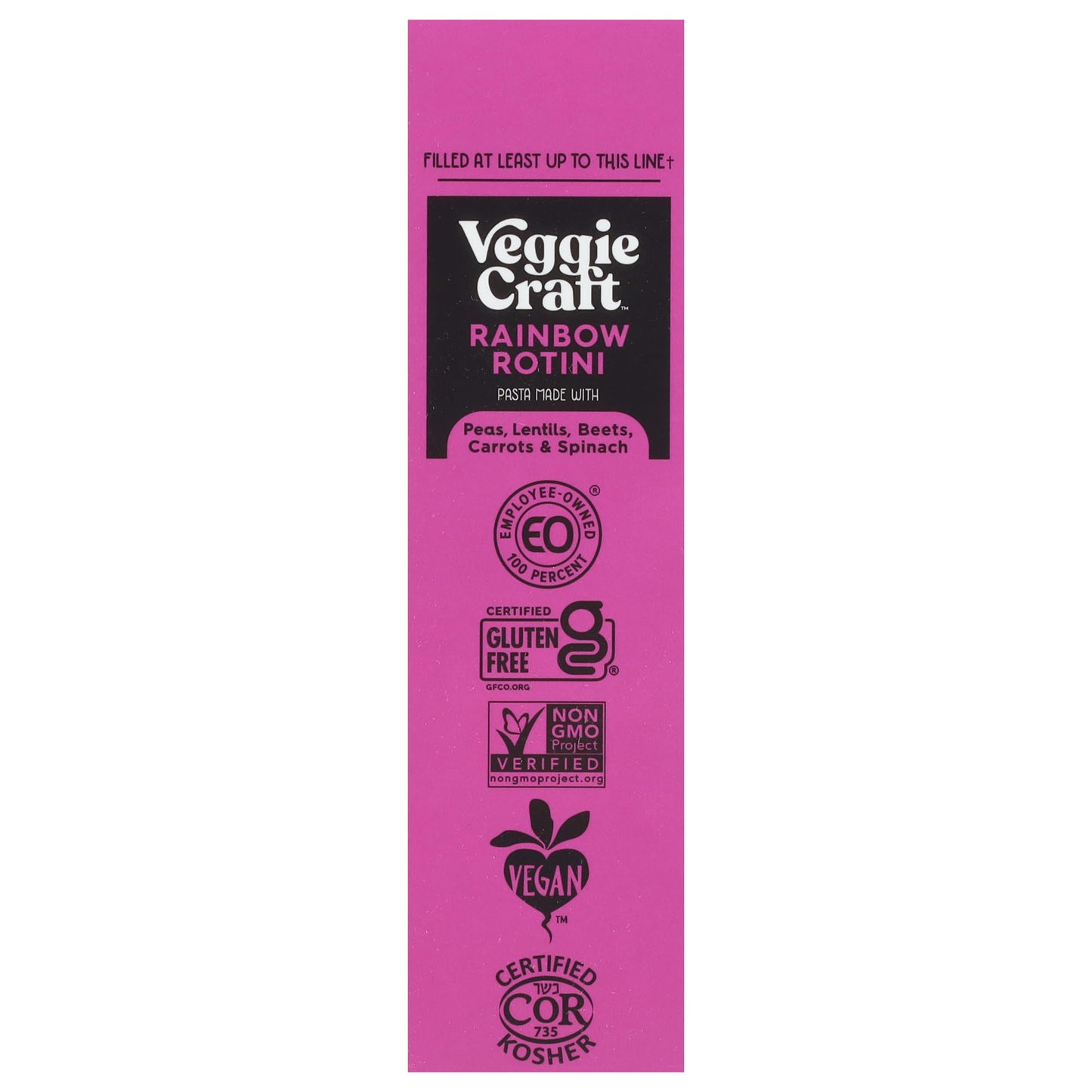 Veggiecraft Farms Rainbow Rotini Pasta - Lentil Protein Pasta with Pea & Spinach, Gluten Free Noodles, High Fiber, Vegan, 23 g Protein Per Serving - 8