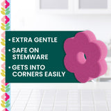 Scotch-Brite Brite Blooms Extra Gentle Scrub Sponge, Dishwasher-Safe Kitchen Sponge for Cleaning Delicate Surfaces, Pink Spring Flower Dish Sponges