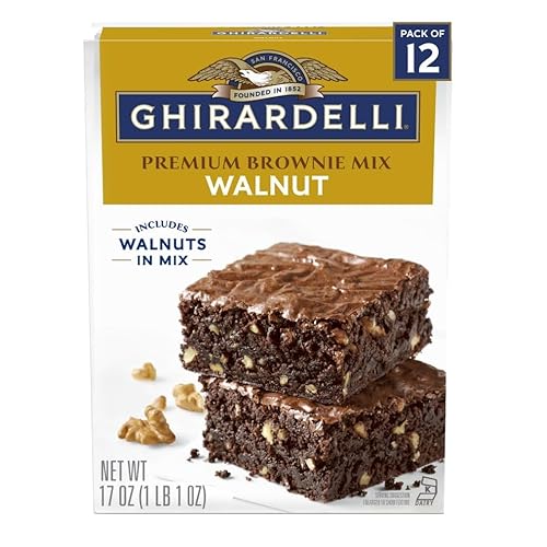 Ghirardelli Walnut Premium Brownie MIx, Includes Walnuts, 17 oz Boxes (Pack of 12)