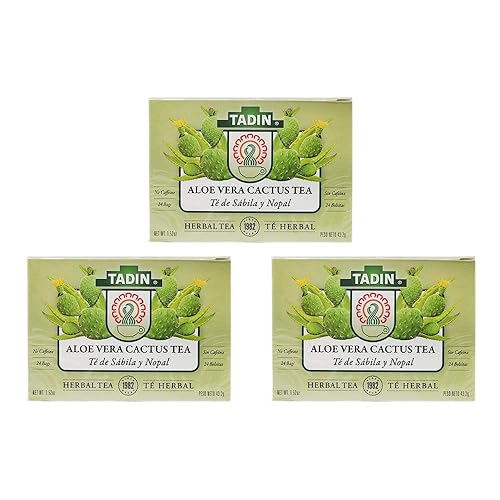 Tadin Aloe Vera Cactus Tea. Caffeine Free. 24 Tea Bags. 1.52 oz. Pack of 3