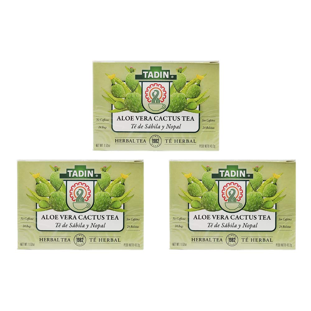 Tadin Aloe Vera Cactus Tea. Caffeine Free. 24 Tea Bags. 1.52 oz. Pack of 3
