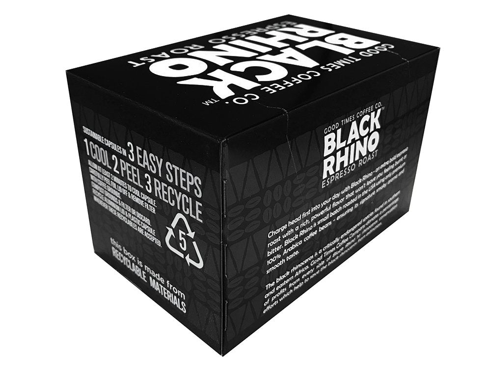 Good Times Coffee Co. Black Rhino Espresso Roast Coffee Single Serve Pods, 12 Count (Pack of 3)