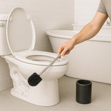 Creative Home Natural Black Marble Toilet Ball Brush and Holder Set with Silicone Cover Compact Storage Scrubbing Brush for Bathroom Cleaning, 4.3"