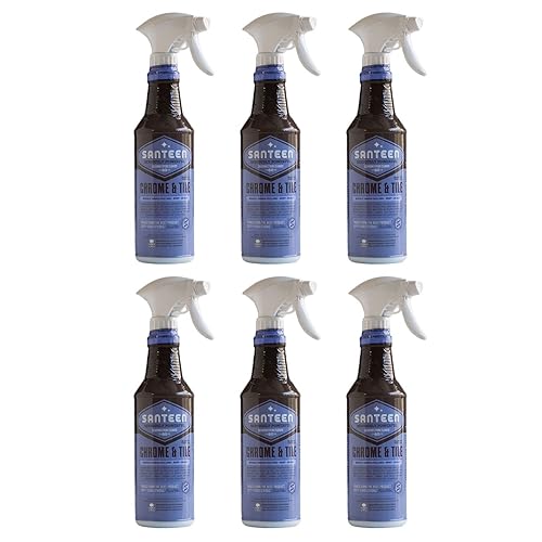 Santeen Chrome & Tile Cleaner - 6?Pack 22oz Trigger Spray Bottles - Dissolves Lime, Rust & Hard Water Corrosion on Stainless Steel, Porcelain, Glass