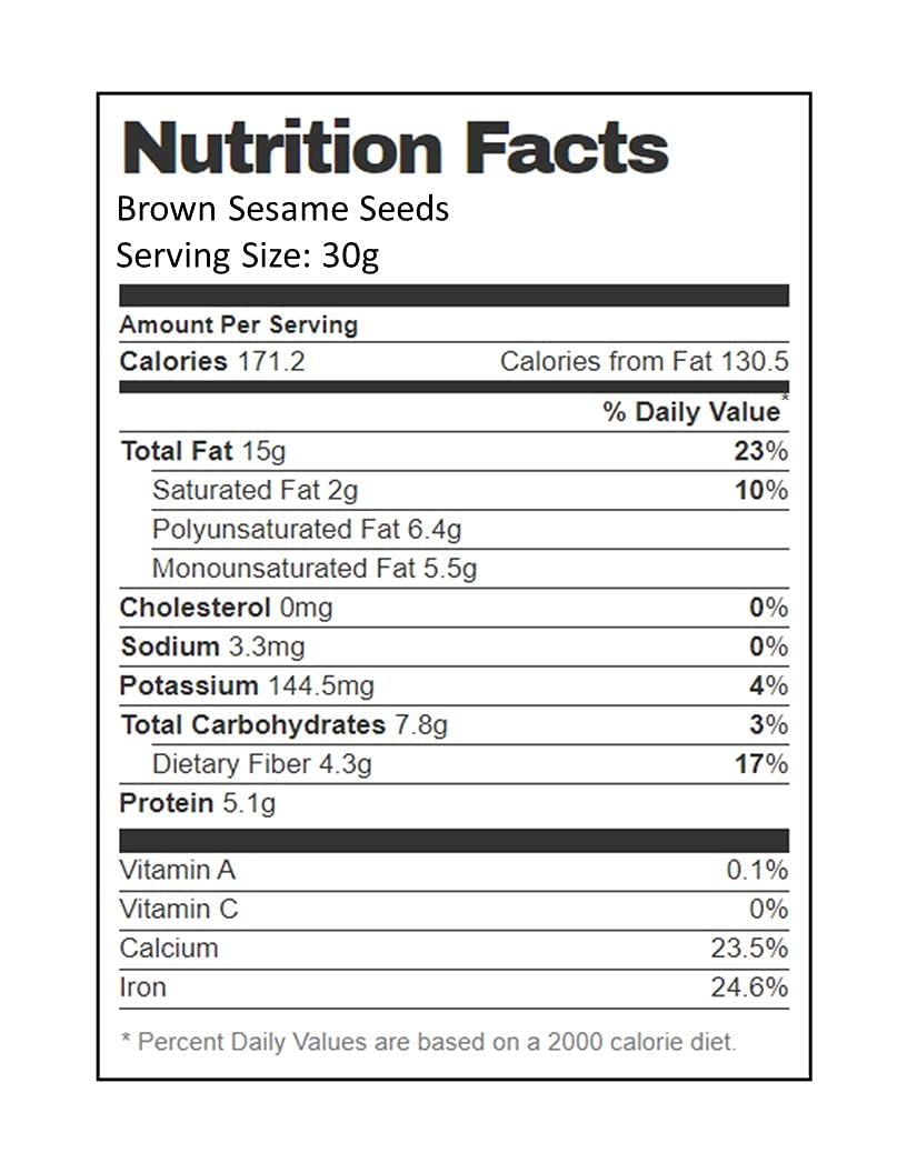 Aiva Sesame Seeds Brown (5 LB) - Whole Unhulled Seeds for Cooking, Baking, and Garnishing