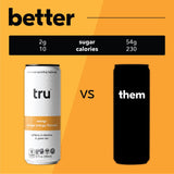 Tru Energy Seltzer, Sparkling Water with Natural Caffeine, Orange Mango Juice, Green Tea Extract & B Vitamins, Lightly Carbonated Energy Drink, Gluten
