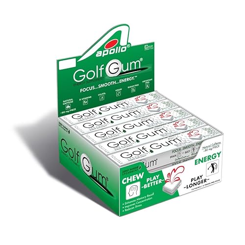 Golf Gum by Liquid Core® - 80mg of Natural Caffeine - Energy for Golfers - Sugar-Free, Aspartame-Free, Caffeine Gum - Enhanced Focus & Better Score