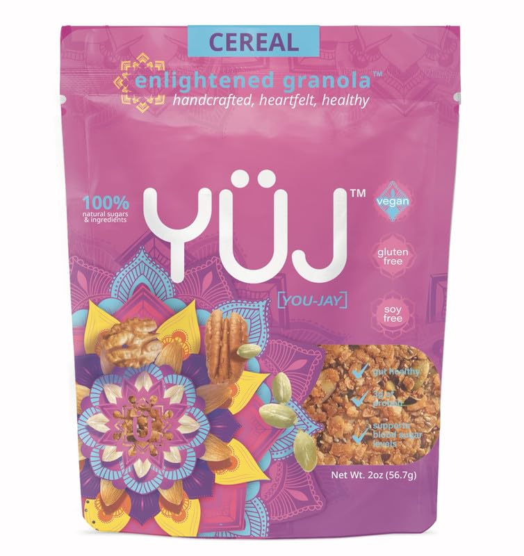 YÜJ Organic Vegan Granola | Original Recipe Snack Packs (2oz) | Pack of 6