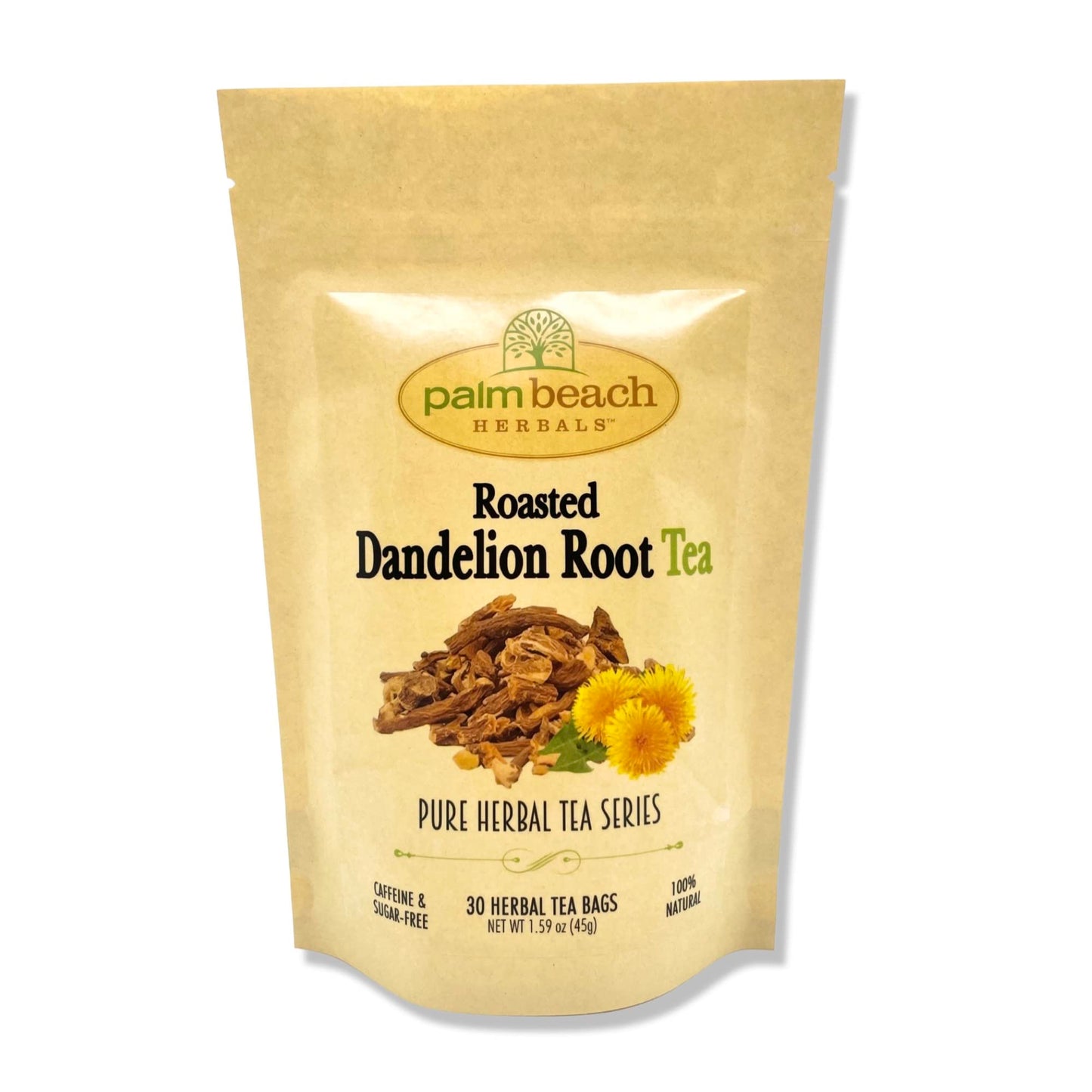 Palm Beach Medicinal Herbs - Roasted Dandelion Root Tea - Pure Herbal Tea Series, 30ct