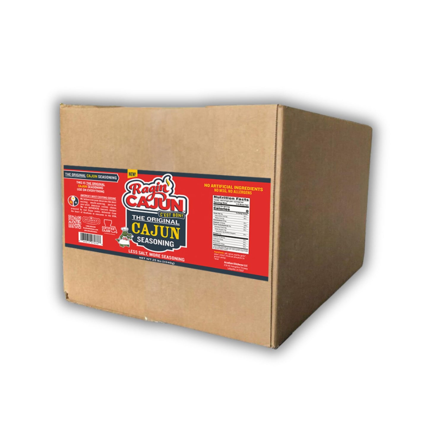 Original Cajun Seasoning - 25 Pound Food Service, Low Sodium, No MSG, All Natural - Authentic Louisiana Spice for Grilling and Cooking Fish, Chicken