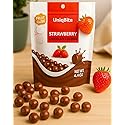 UNIQBITE Milk Chocolate Covered Strawberry Cubes, 4.4 oz (125g), Strawberry Dragee Candy, Resealable Bag