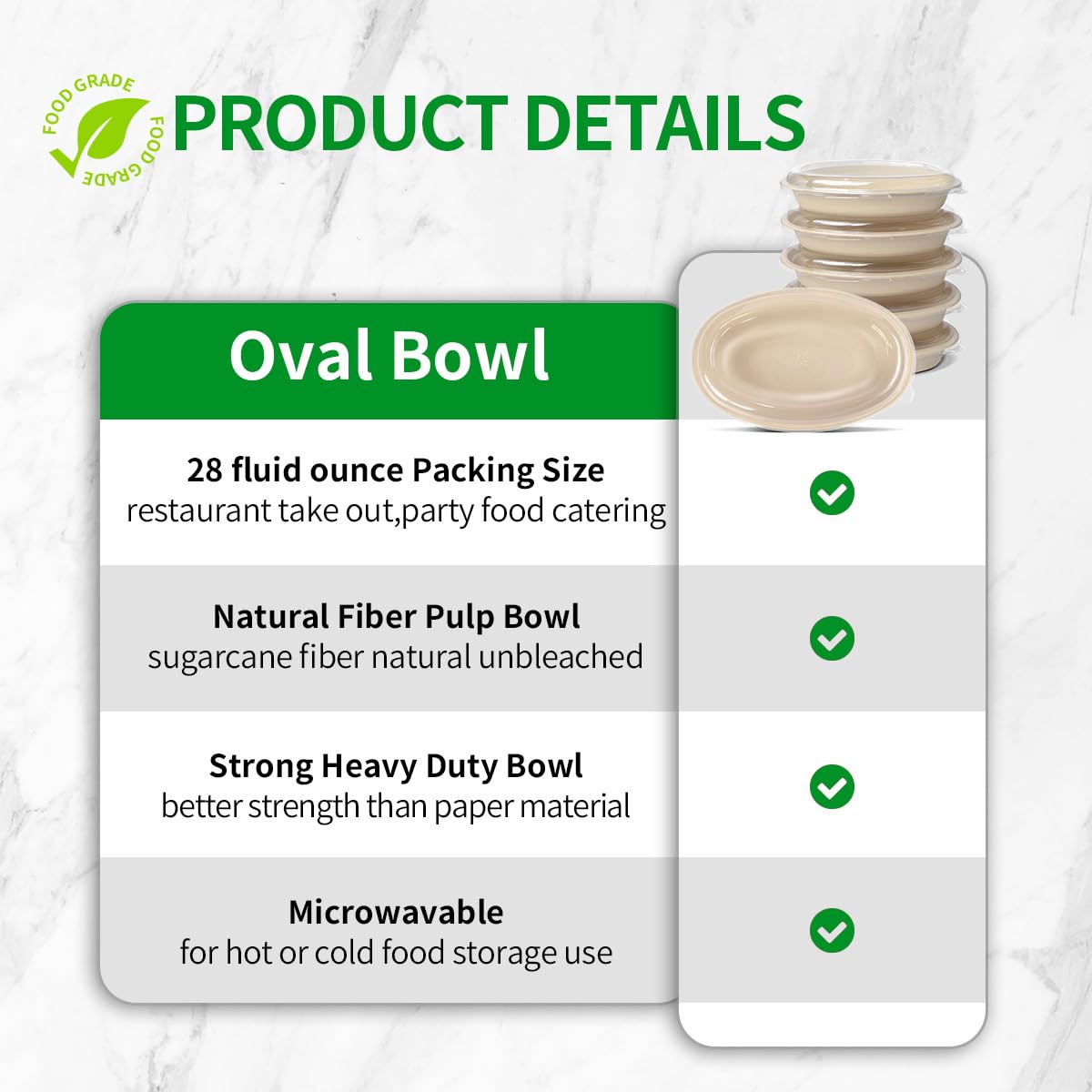 bloomoon 28 oz Oval Disposable Food Containers with Lids 50 Pack,Chipotle Style Bowl Oval with Lid Meal Prep Containers Disposable