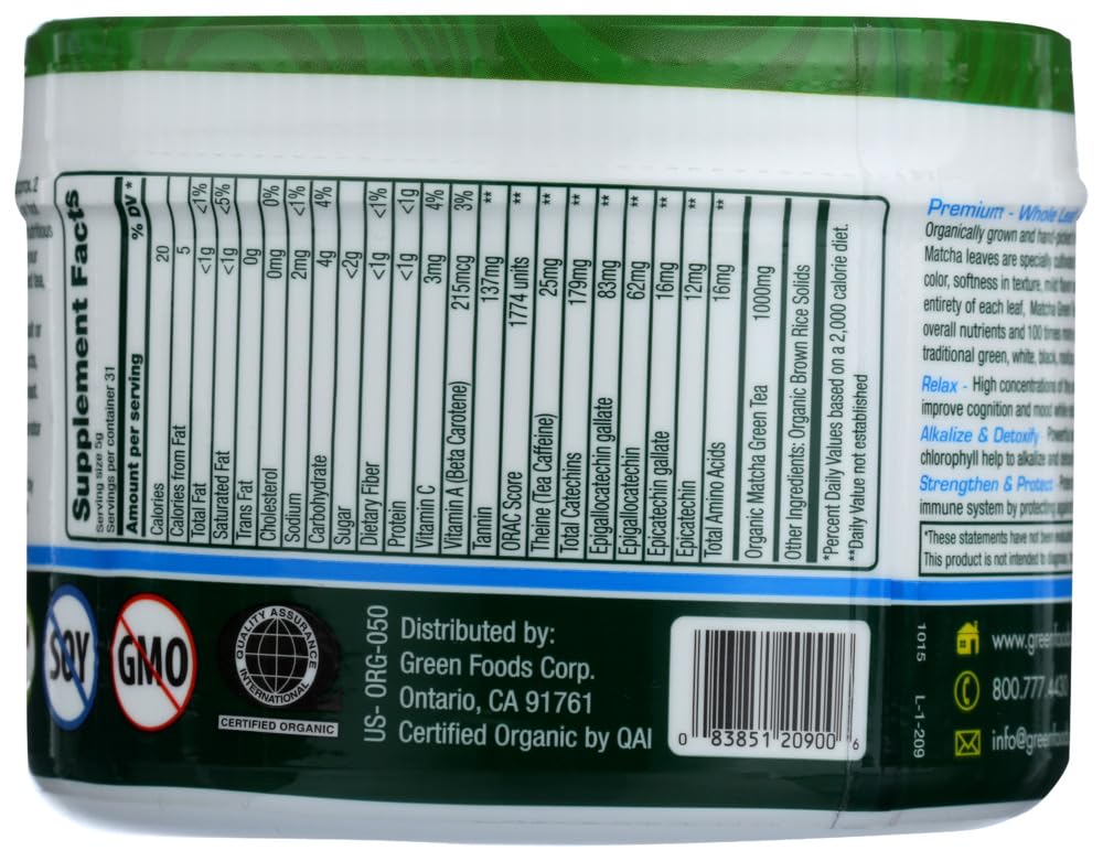 Green Foods Matcha Green Tea, 5.5 Ounce