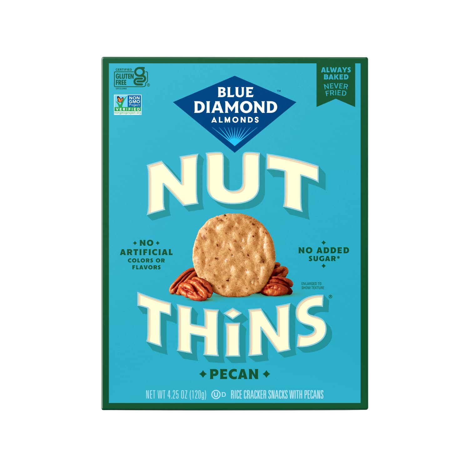 Blue Diamond Almonds, Pecan Thins Gluten Free Cracker Crisps perfect for Snacking, 4.25 oz